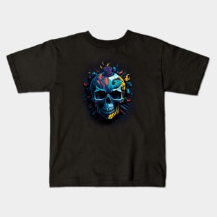 Colorful Skull - Digital Art Kids T-Shirt